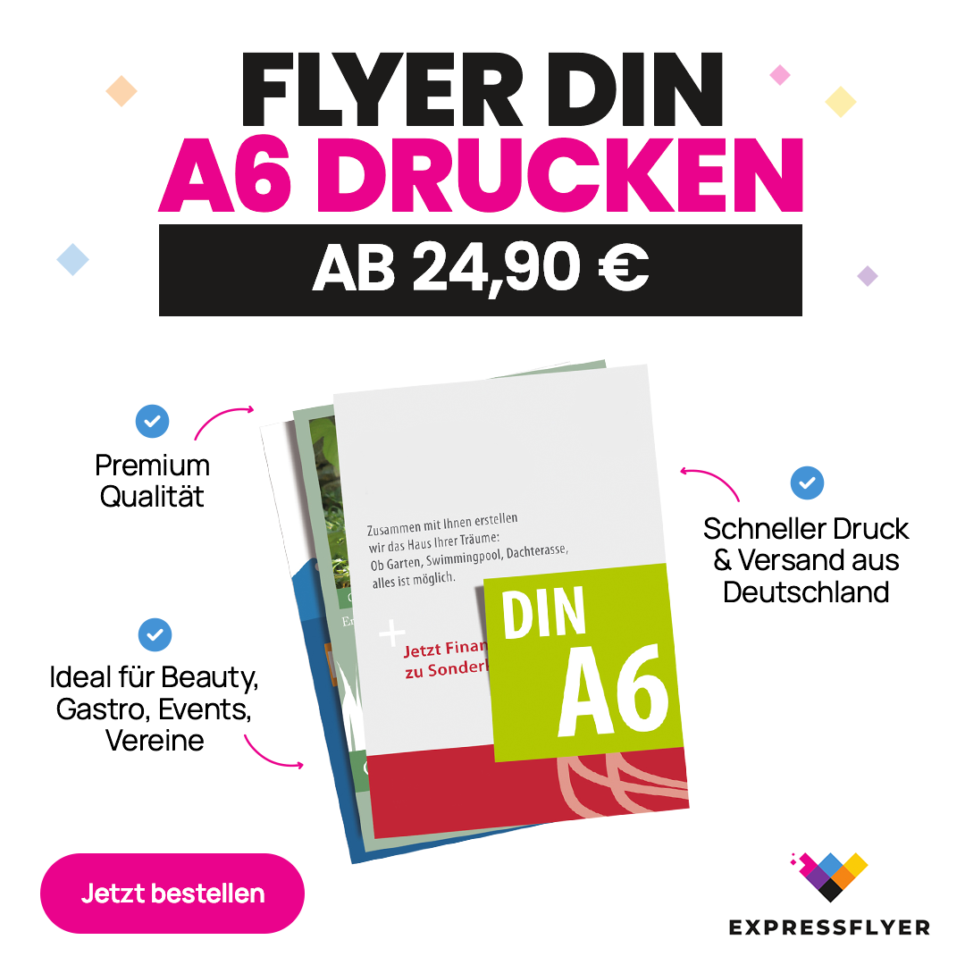 Flyer DIN A6 für Unternehmen - Premium 135g, beidseitig bedruckt (4/4-farbig)