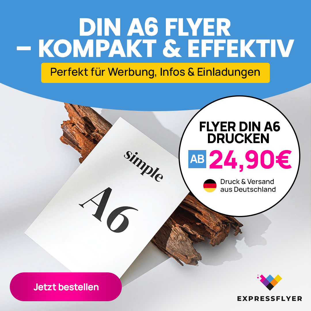 Flyer DIN A6 - Premium 135g, beidseitig bedruckt (4/4-farbig)