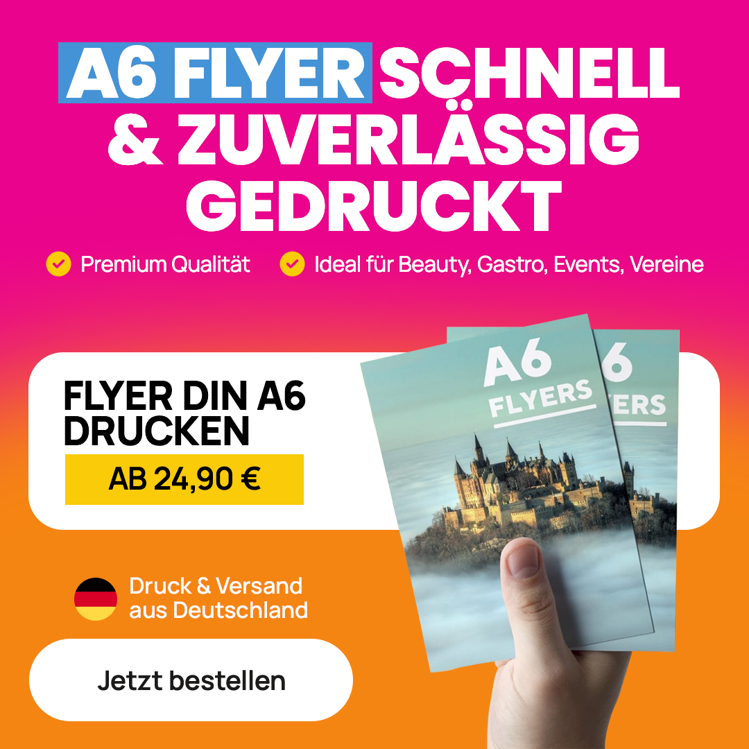 Flyer DIN A6 - Premium 135g, beidseitig bedruckt (4/4-farbig)
