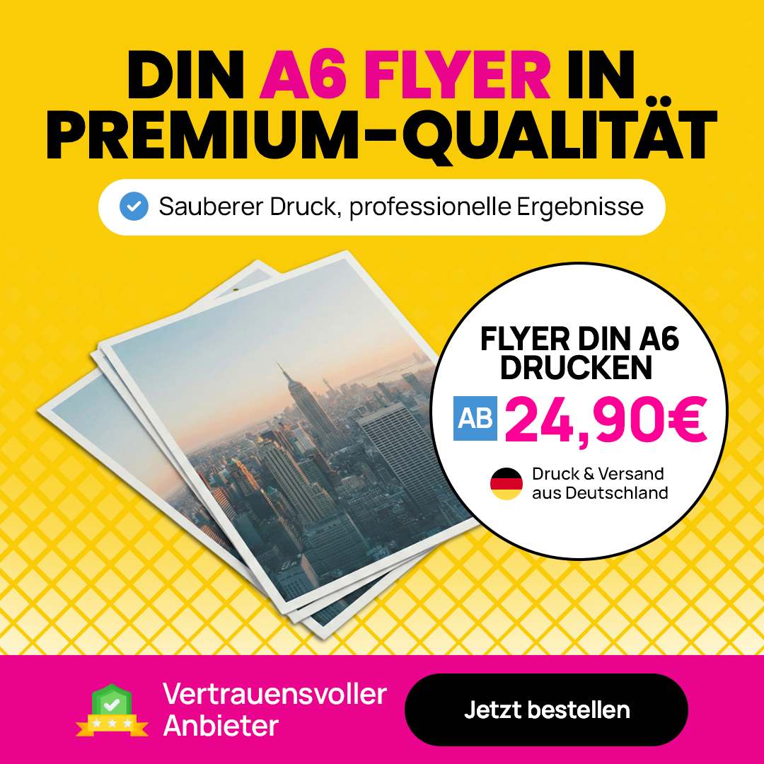 Flyer DIN A6 - Premium 135g, beidseitig bedruckt (4/4-farbig)