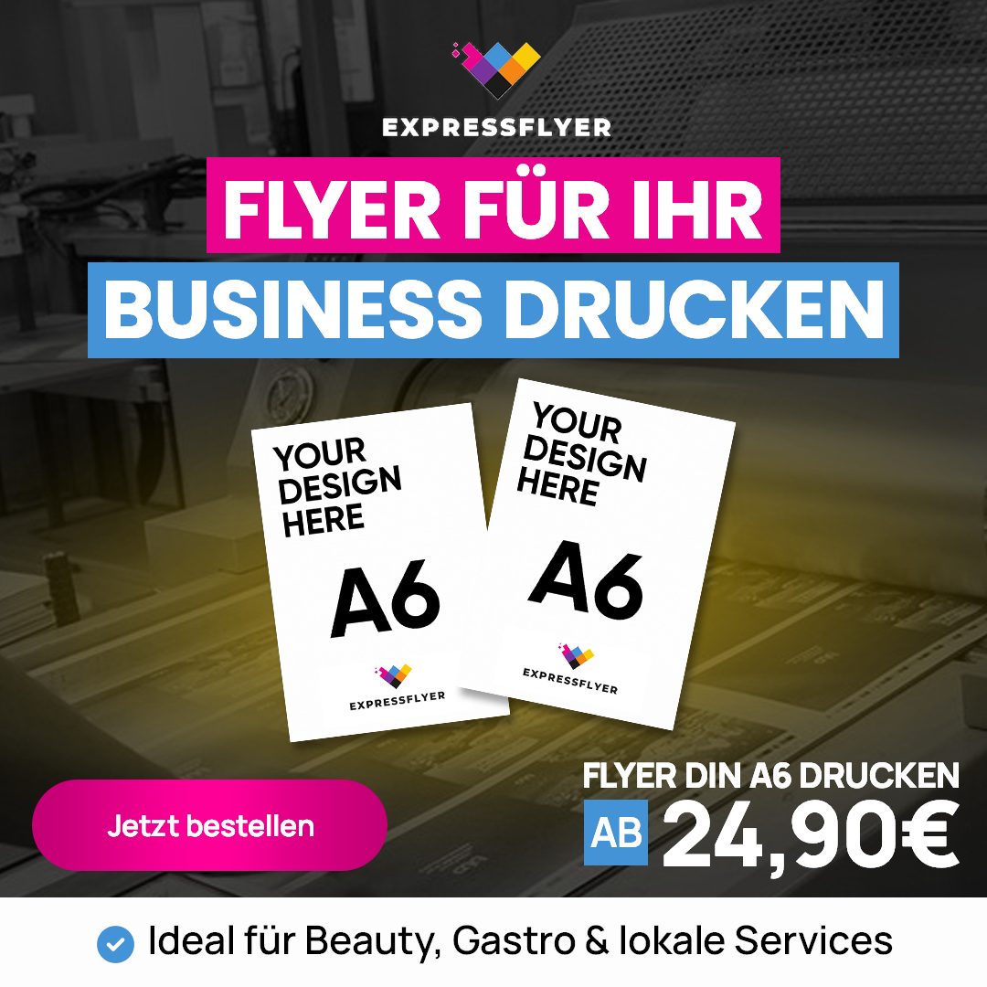 Flyer DIN A6 - Premium 135g, beidseitig bedruckt (4/4-farbig)